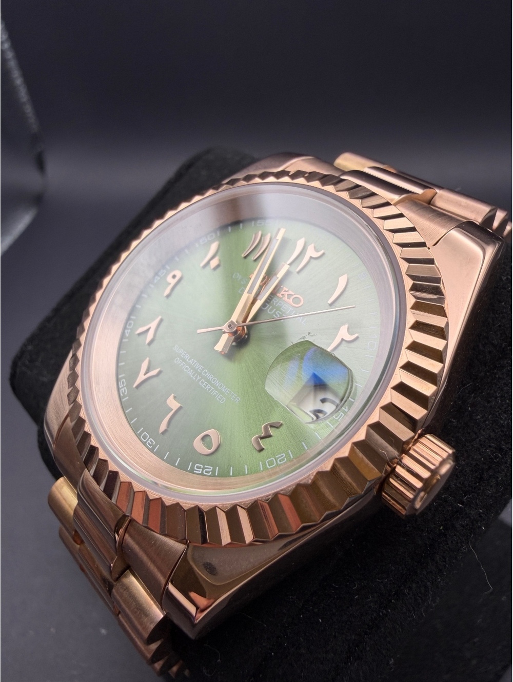 Custom Arabic Olive Green Date Just Watch Mod